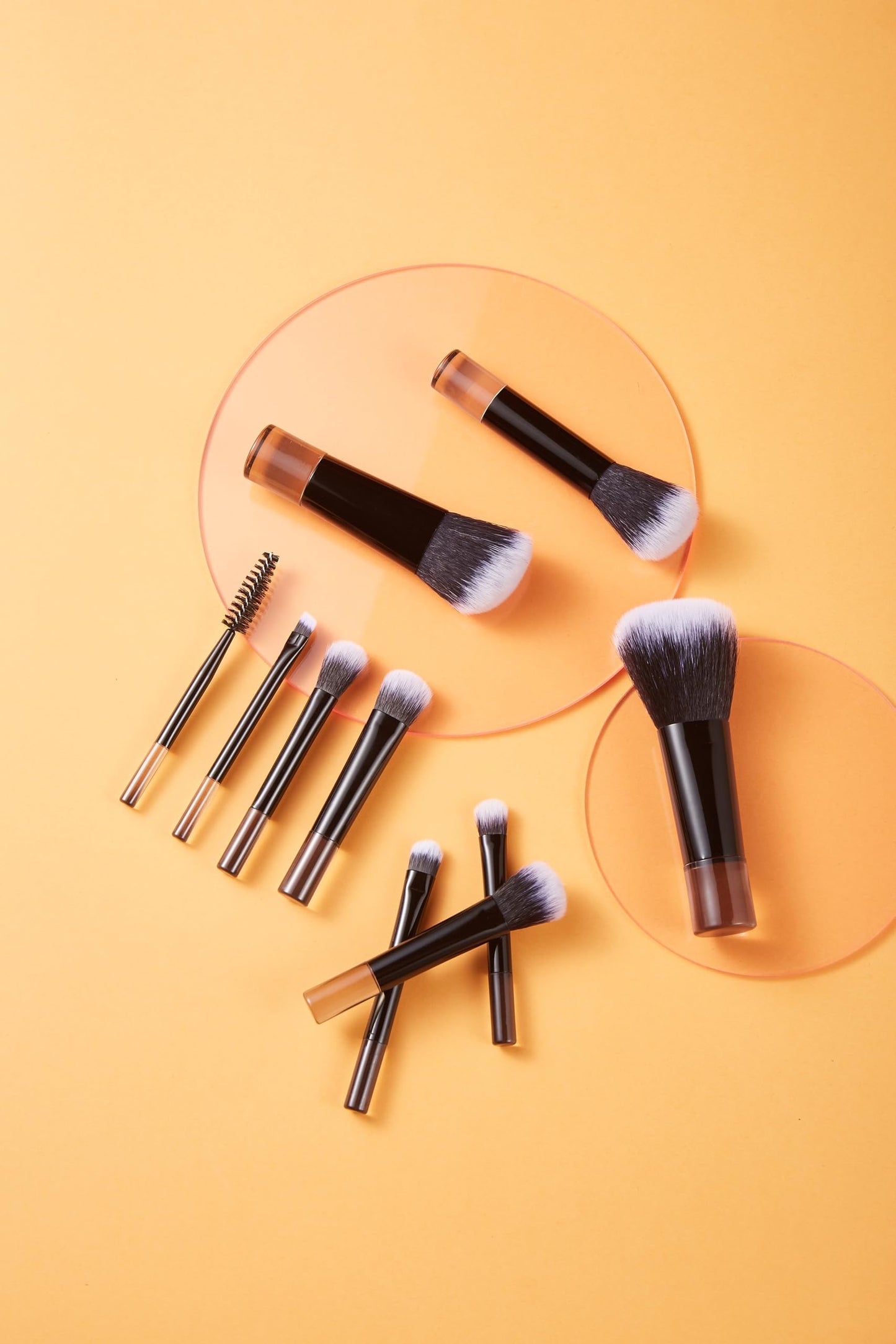 Portable ON THE GO Makeup Brush Set, COSHINE 10pcs Easy-taken Mini Full Complete Function Cosmetic Brushes Kit with Brush Pouch (black)