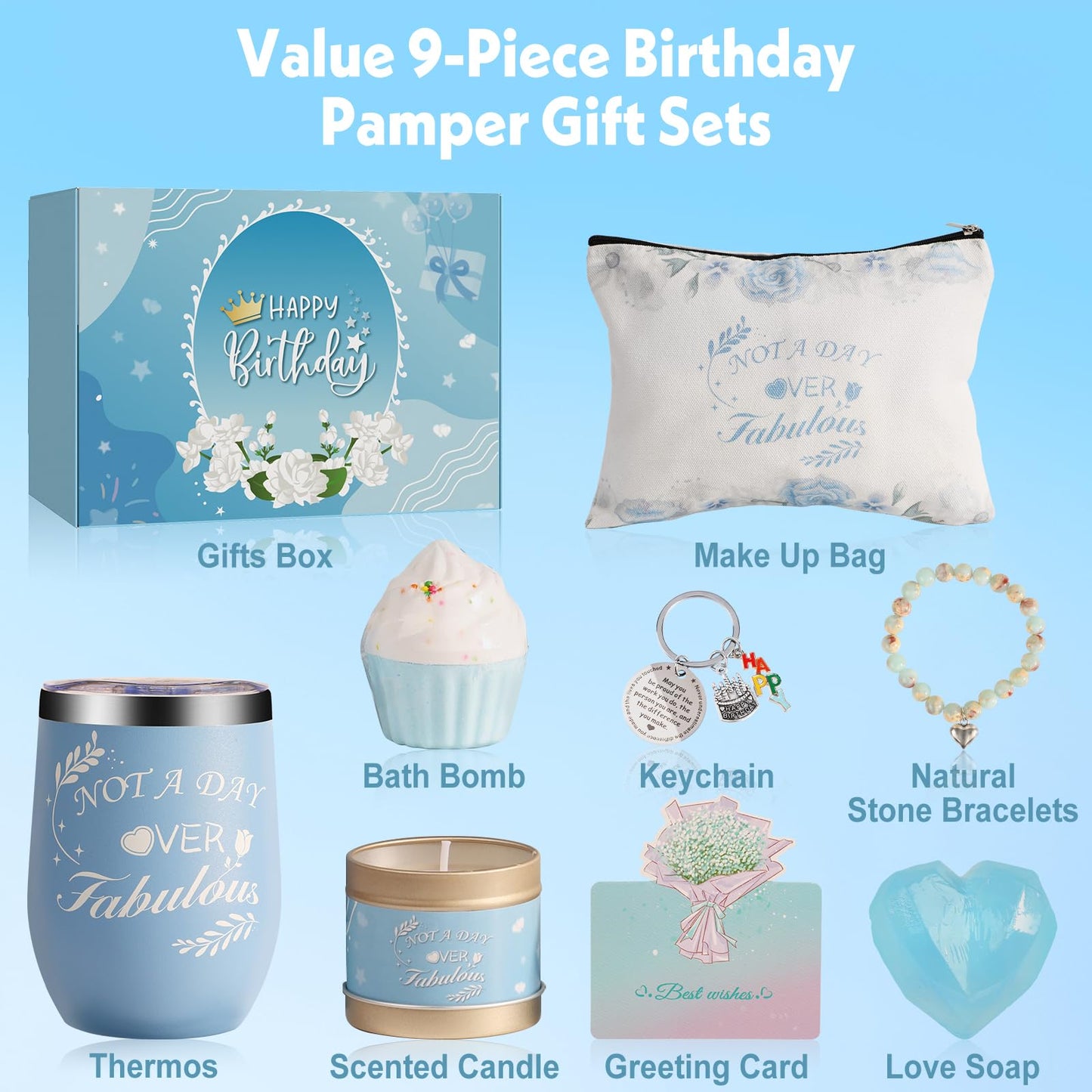 Birthday Gifts for Women, Relaxing Bath Set, Spa Gifts Basket Self Care for Women Friends, Mom ,Sister, Coworker, Wife, Girfriend