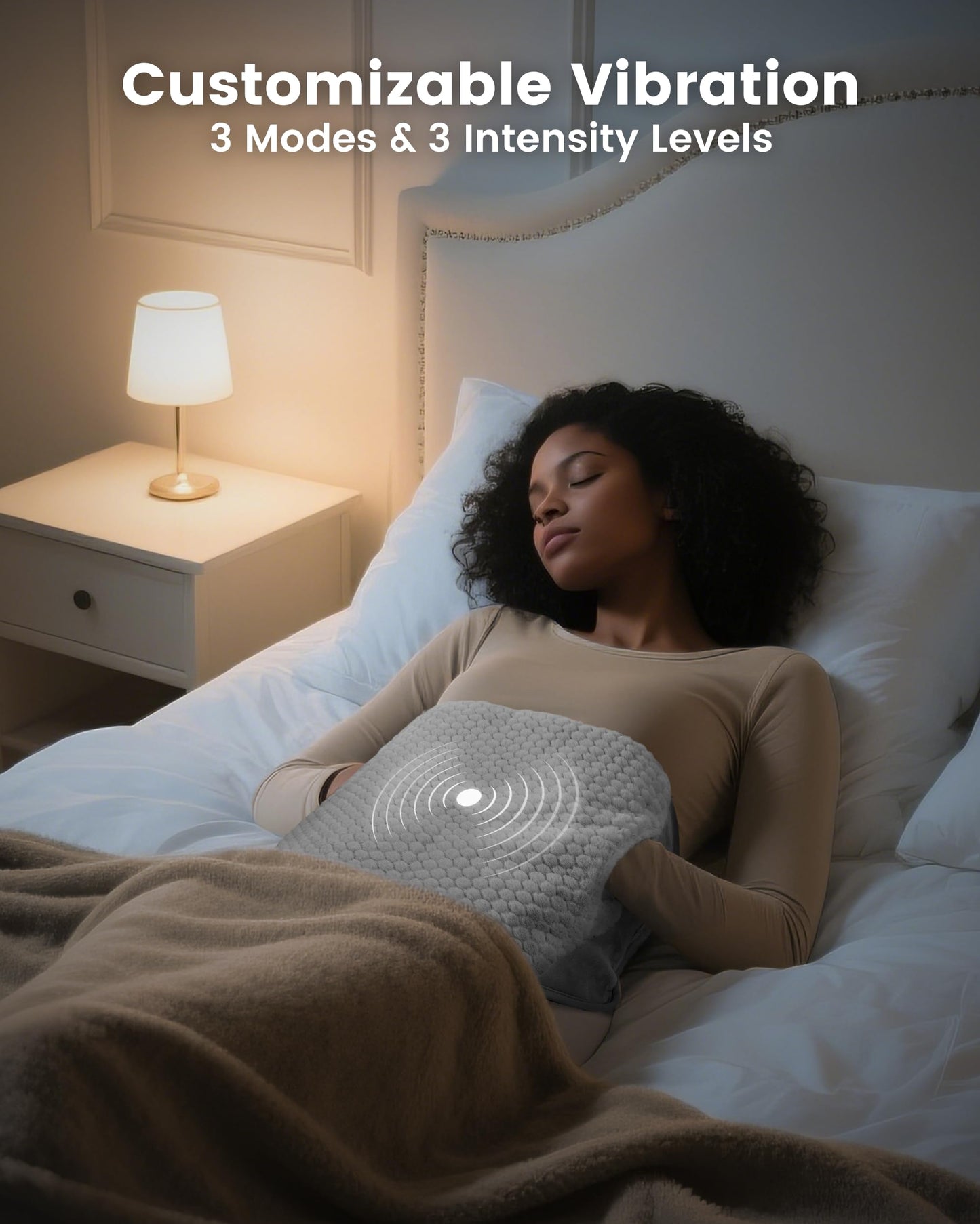 COMFIER Heating Pad with Massager for Back Pain,Extra Large Size Heating Pads for Cramps,Auto Shut Off,Wired Heated Waist Belt with 3 Vibration Modes,Gifts for Women Men,Grey