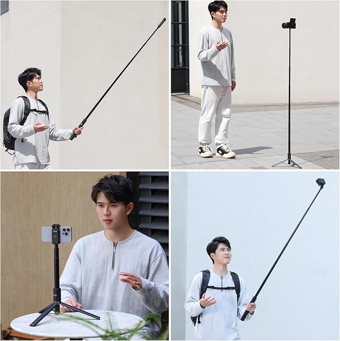 59in Invisible Selfie Stick Tripod for Insta360 X5/X4/X3/ONE X2/GO 3s/DJI Osmo 360, ULANZI TT52 Extension Pole Adjustable Waterproof Handle Grip for GoPro, DJI Osmo Pocket 3 Action 5 Pro/4