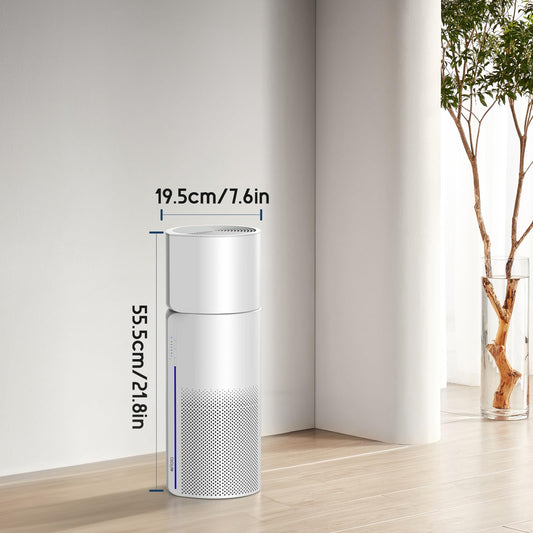 Afloia 2 IN 1 Air Purifier with Humidifier Combo, 3-Stage Filters for Home Allergies Pets Hair Smoker Odors, Evaporative Humidifier, Auto Shut Off, Quiet Air Cleaner with Seven Color Light,White