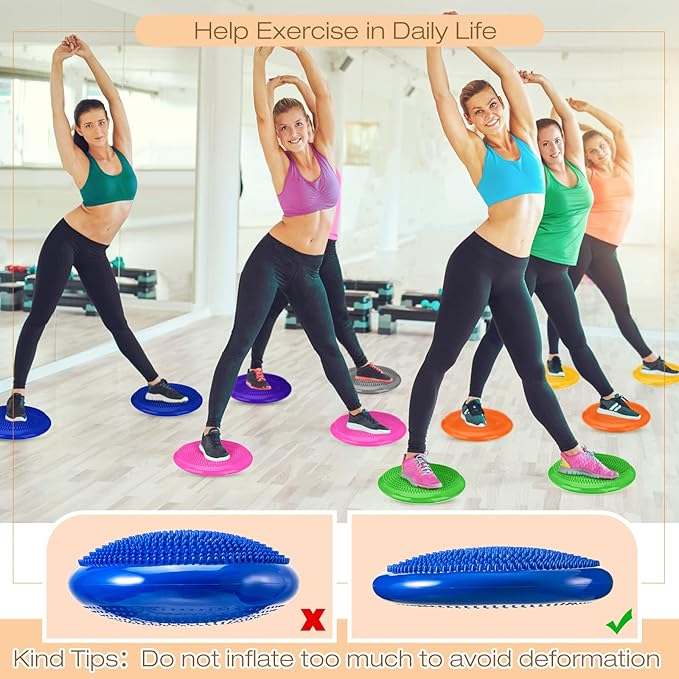 Amylove 13 Pcs Wiggle Seat Inflated Wobble Cushion for Sensory Kid 13 Inch Balance Disc Kids Flexible Seating Exercise Sensory Pad Chair Cushion for Classroom Office School