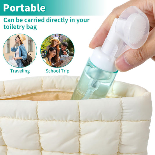 3Pcs 2oz Empty Facial Cleanser Foaming Bottle Mousse Foam Gel Head Wash Brush Foam Bottle Pressure Type Cleansing Milk Beater Mini Foaming Soap Pump Dispenser for Travel Hand Soap Lash Clean Shampoo