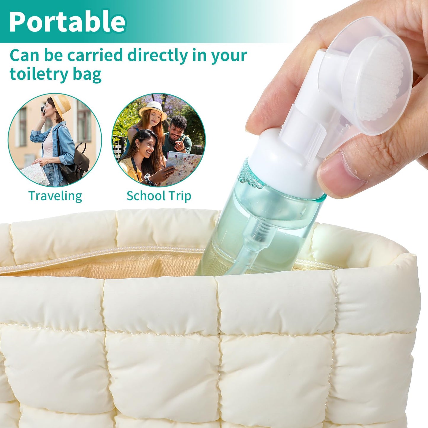 3Pcs 2oz Empty Facial Cleanser Foaming Bottle Mousse Foam Gel Head Wash Brush Foam Bottle Pressure Type Cleansing Milk Beater Mini Foaming Soap Pump Dispenser for Travel Hand Soap Lash Clean Shampoo