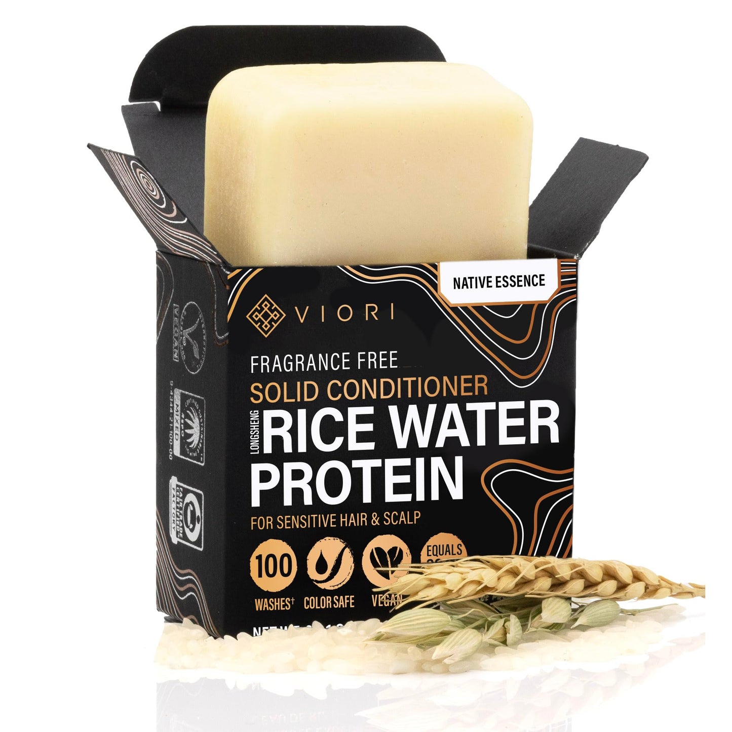 Viori Native Essence Conditioner Bar Made with Rice Water - Handcrafted All Natural Organic Conditioner