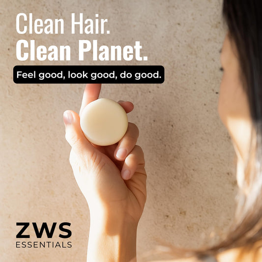 ZWS Essentials Simply Unscented Conditioner Bar, Vegan Solid Hair Conditioner for Sensitive Scalps & Fragrance-Free Care, Zero Waste, Travel-Friendly