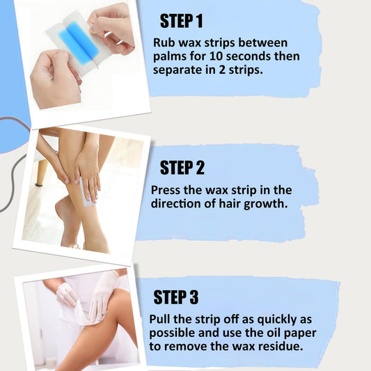 Wax Strips for Hair Removal,Waxing Strips,40 Face Wax Strips & 6 Calming Oil Wipes,Waxing Kit for Women,Facial Hair Removal for Women Face,Arms,Legs,Eyebrow,Upper Lip,Blue,40 Count (Pack of 1)