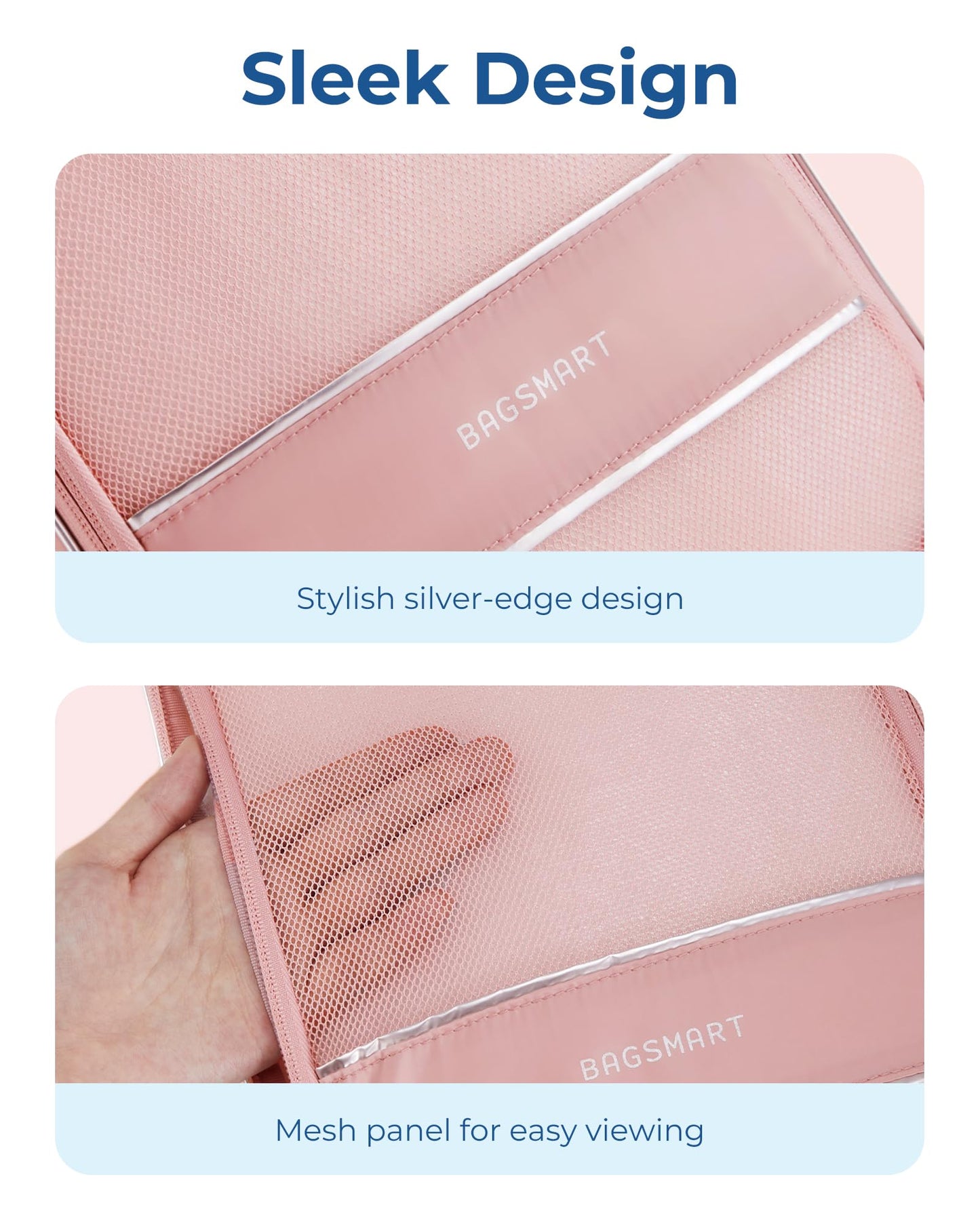 BAGSMART Keep Shape Packing Cubes - 6 Set Travel Organizer Bags, Lightweight Suitcase Organizer with Breathable Mesh, Cruise Ship Essentials, Black