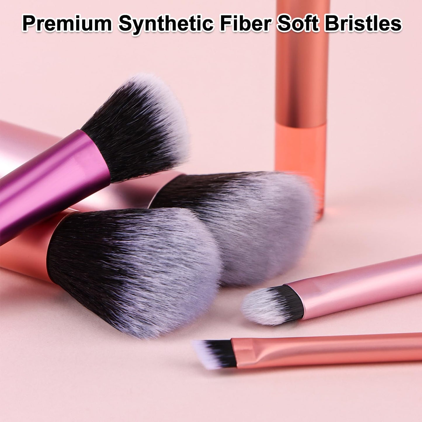 Kingtree Travel Makeup Brush Set, 10Pcs Mini Makeup Brushes with Pouch Portable ON THE GO Makeup Brushes Travel Set, Easy-taken Full Complete Function Cosmetic Brushes for Flawless Makeup Looks