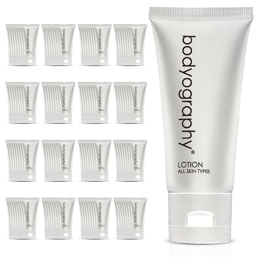 World Amenities Bodyography blanc- Bulk Hand and Body Lotion, 50 Count,1.4oz, Vanilla White Tea, Mini Travel Size Toiletries (100% Recyclable Tube with Flip Top Cap), Suitable for All Skin Types