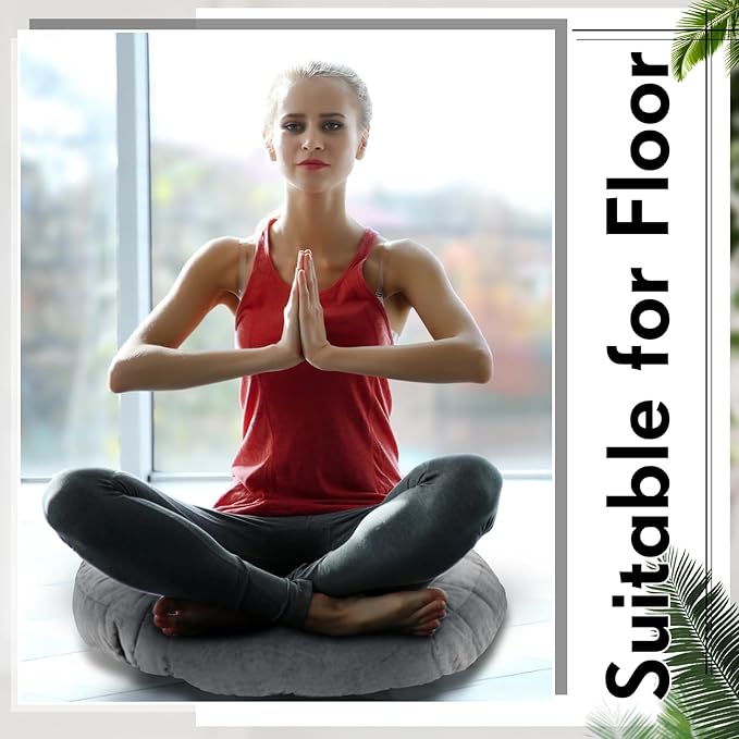 Jerify 8 Pcs Round Floor Pillows Cushions 22 x 22 Inch Large Flexible Seating Cushion Classroom Furniture Floor Pillow for Kids Adults Home Daycare Preschool Yoga Meditation Gift (Light Gray)