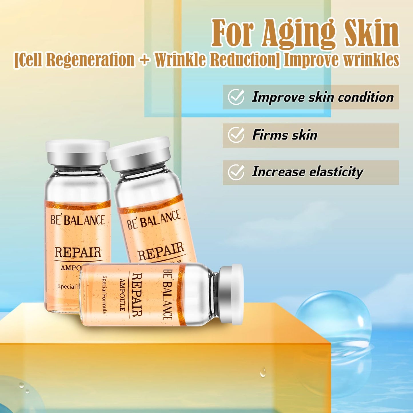 Repair Ampoule,Korean Hyaluronic Acid Serum for Skin Regeneration Serum Anti-Wrinkle and Anti-Aging Face Ampoule for Elasticity Care Helps create hydrated and smooth skin