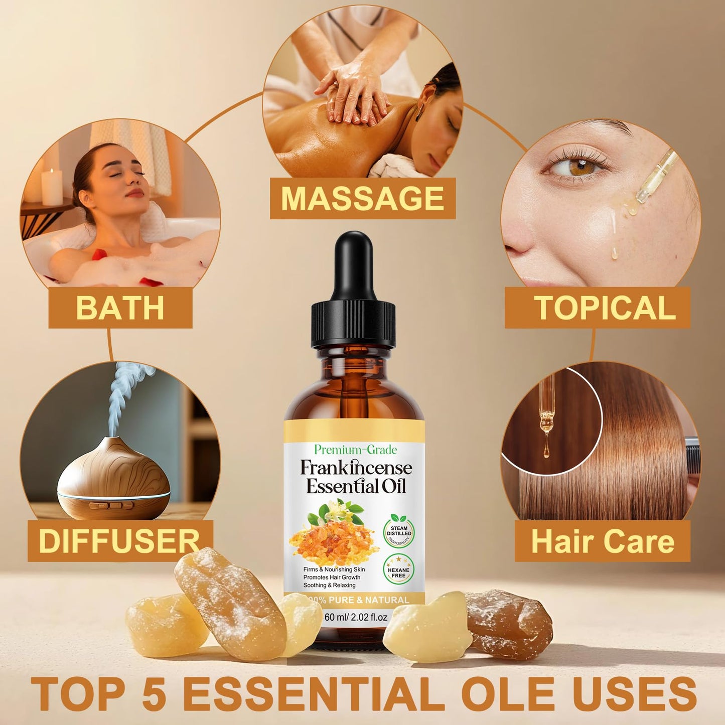 2 Pack Frankincense Resin Oil for Face, Reduces Fine Lines & Wrinkles, Soothes Irritated Skin, Face Anti-Aging Anti-Wrinkles Hydrates Frankincense Essential Oil for Wrinkle