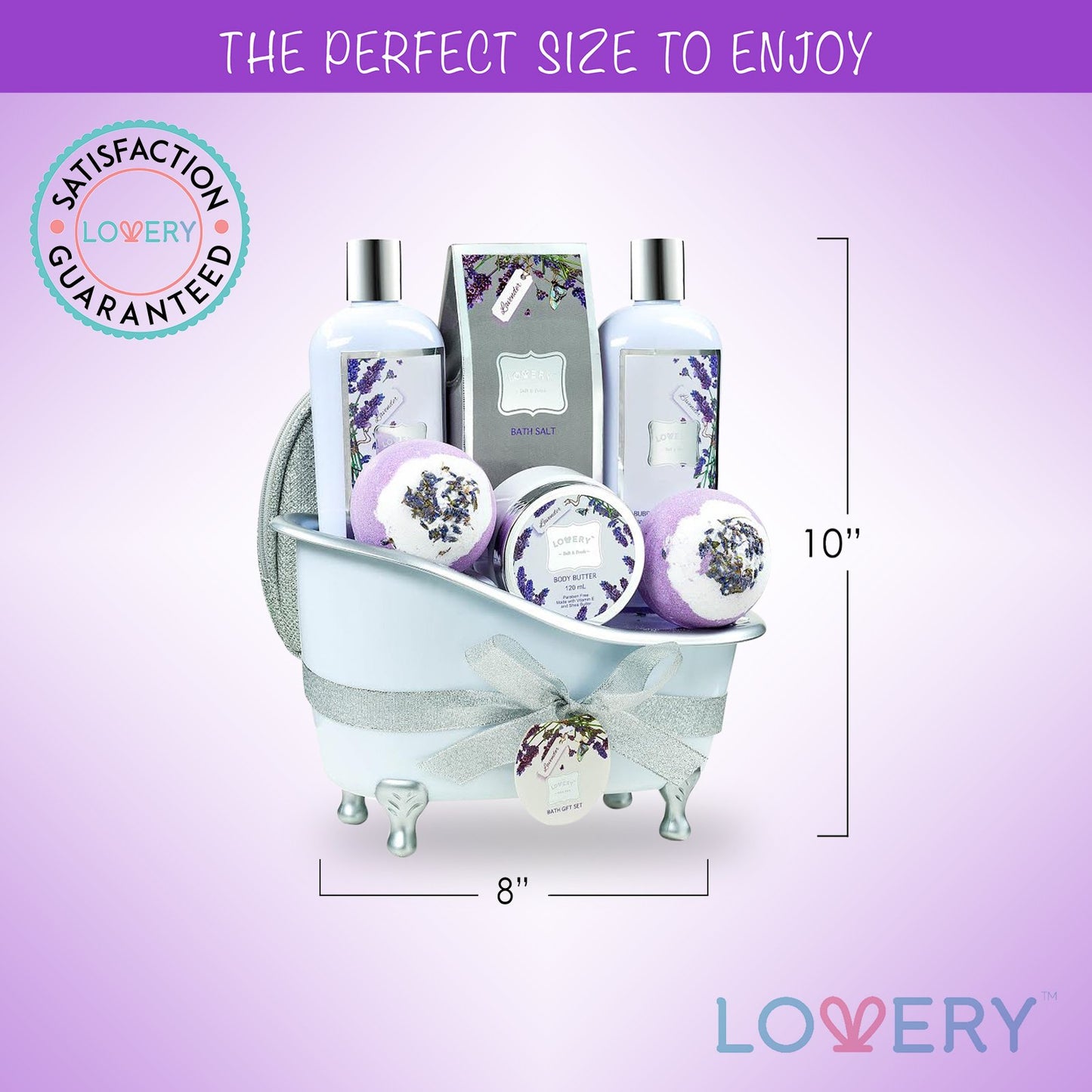 Bath Gift Basket Set for Women: Relaxing at Home Spa Kit Scented - Lavender and Jasmine with Large Bath Bombs, Salts, Shower Gel, Body Butter Lotion, Bath Oil, Bubble Bath, Loofah & More