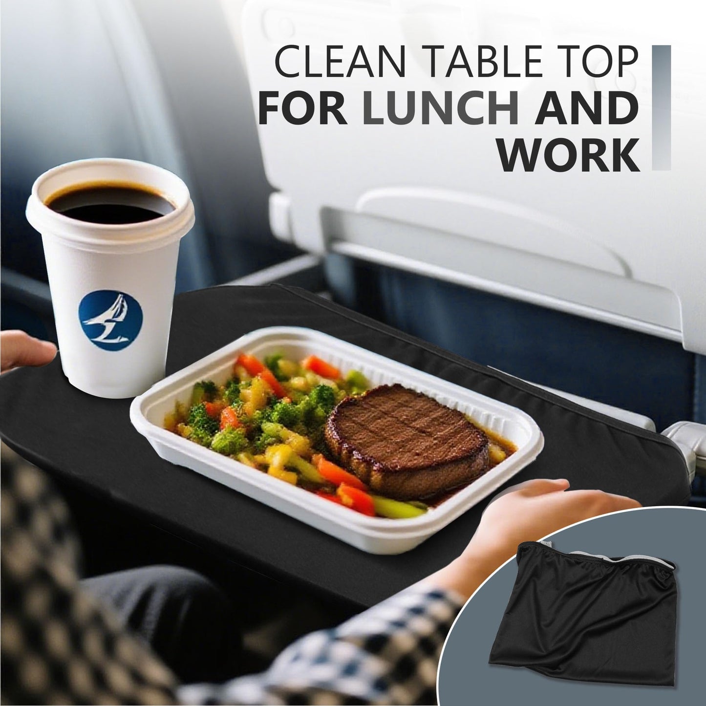 Airplane Pocket Organizer with Tray Table Cover,Portable In Flight Seat Back Organizer & Storage Bag, Commuter Essential Travel Bag Travel Accessories for Flying,Blue (Blue)