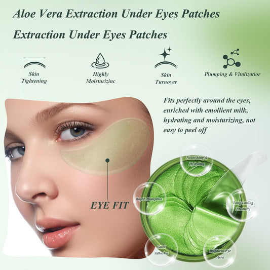 Under Eye Patches for Puffy Eyes and Dark Circles – 60 PCS Aloe Vera Under Eye Mask with Pure Natural Extracts to Combat Puffiness, Fine Lines, Wrinkles, and Bags