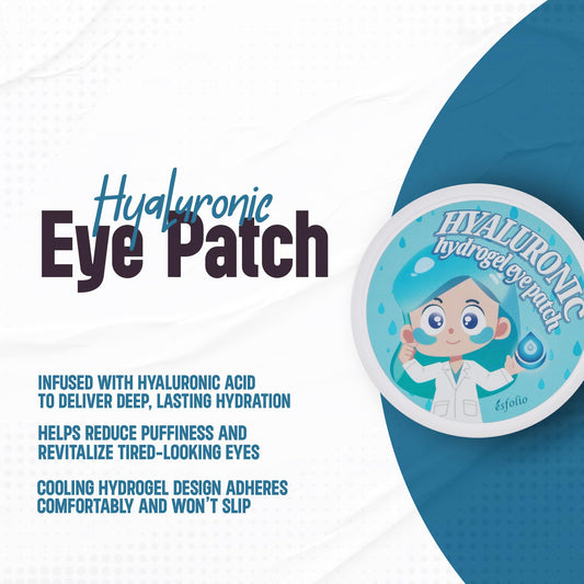 esfolio Hydrogel Eye Patch Hyaluronic 60 Patch – Under Eye Gel Patches for Puffiness and Tired Eyes – Soothing Cooling Care – Korean Skincare Eye Mask – Lightweight Hydration