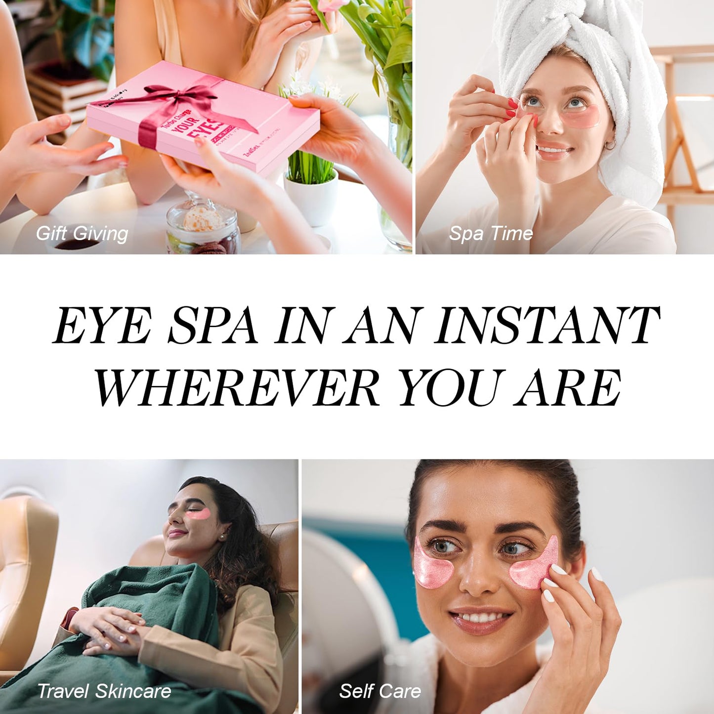 ZealSea Under Eye Patches for Puffy Eyes and Dark Circles, Collagen Under Eye Mask for Dark Circles and Puffiness, Travel Essentials, Eye Gel Pads for Spa Party, Self Care Gifts for Women, 20 Pairs