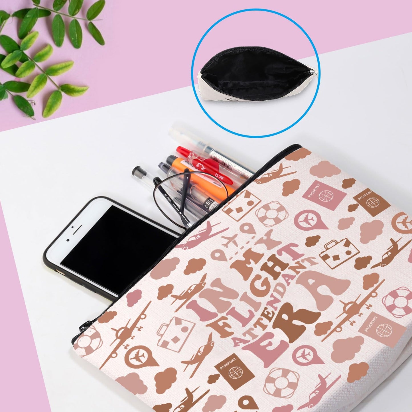 Flight Attendant Gift In My Flight Attendant Era Stewardess Aviation Travel Makeup Bag for Cabin Crew Hostess Aviation Gift (Flight Attendant Era Bag)