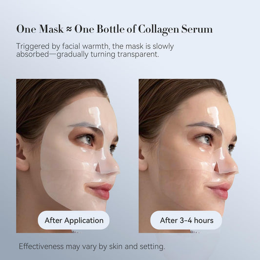 Bagavs Collagen Face Mask with Real Deep Bio-Collagen for Overnight Skin Care, Hydrating, Anti-Wrinkle, Lifting, 30g x 4ea