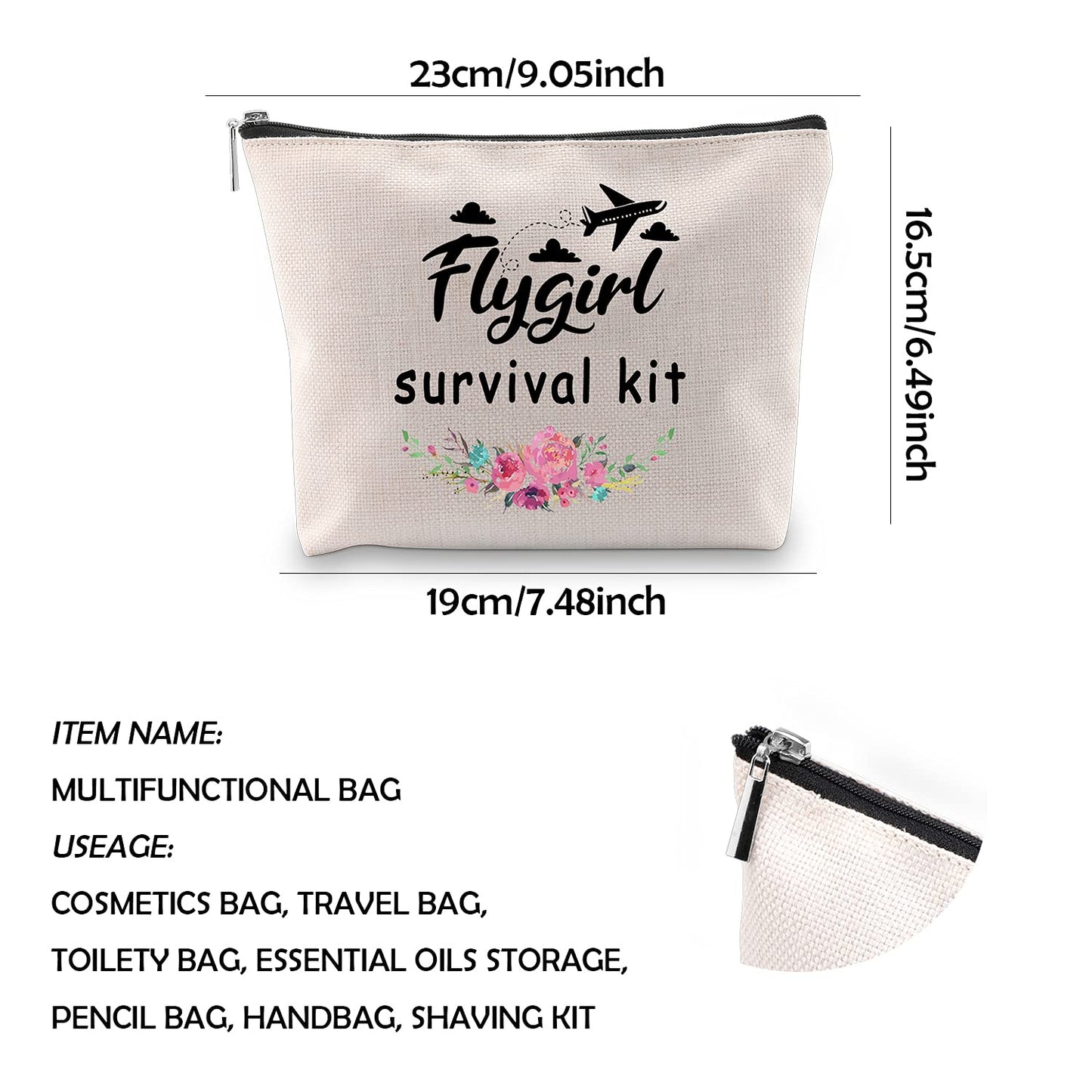 Generic WCGXKO Flygirl Survival Kit Flight Attendant Gift Zipper Pouch Travelling Bag for Stewardess Flight Crew (Flygirl Survival)