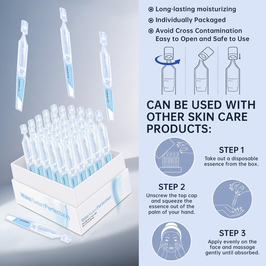 3% Hyaluronic Acid Serum Ultra-Hydrating Vials, 60pcs Hyaluronic Acid Tubes, Wake Nature Perfection, Hyaluronic Serum for Face, Ultra Hydrating Essence with Collagen & Hyaluronic