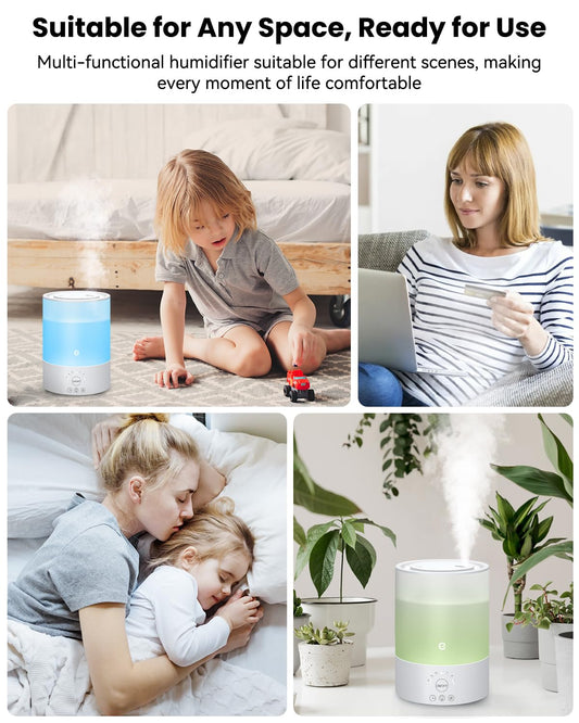 Esemoil Smart Humidifiers for Bedroom, 2.5L Top Fill Cool Mist Humidifiers with Essential Oil Diffuser, Humidity Setting, APP & Alexa Voice Control, Nightlight, Timer, Quiet Operation, Auto Shut-Off