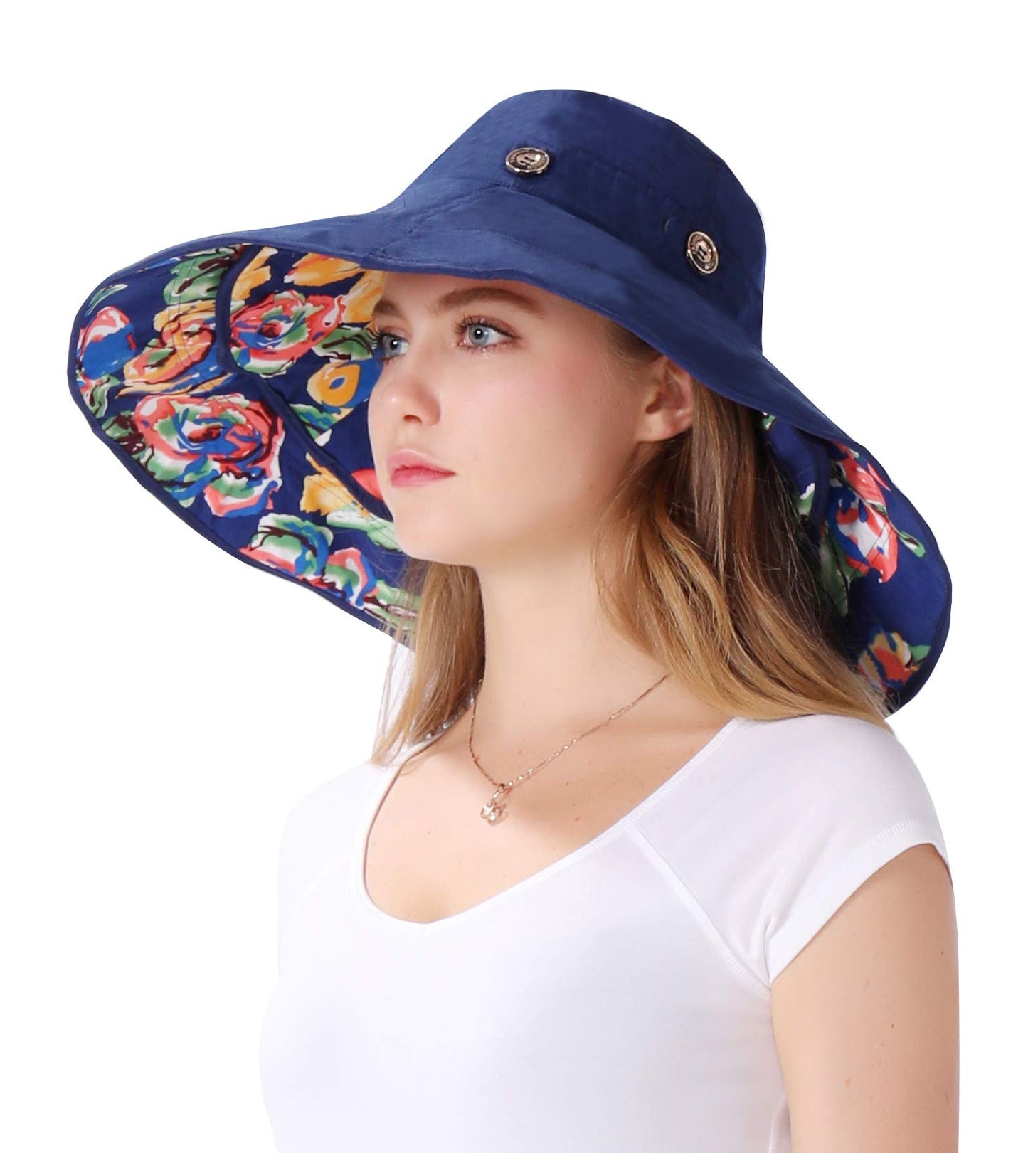 Packable Extra Large Brim Floppy Sun Hat Reversible UPF 50+ Beach Sun Bucket Hat