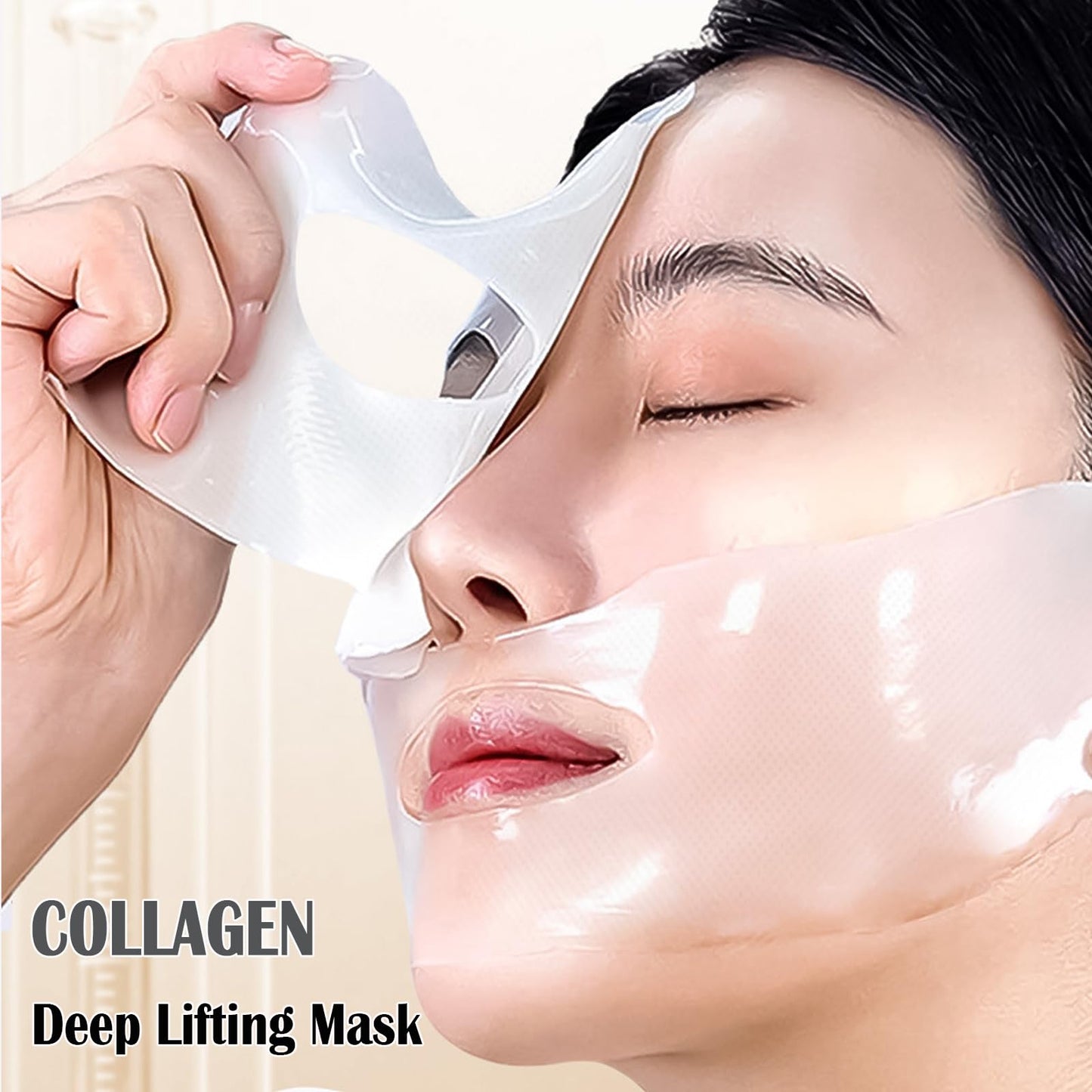 Ueseinl 4 Pack Collagen Face Mask, Deep Lifting Mask, Bio-Collagen Films Deep Hydrating Firming Overnight Hydrogel Mask, Hydrating Anti Wrinkle Lifting Facial sheet masks