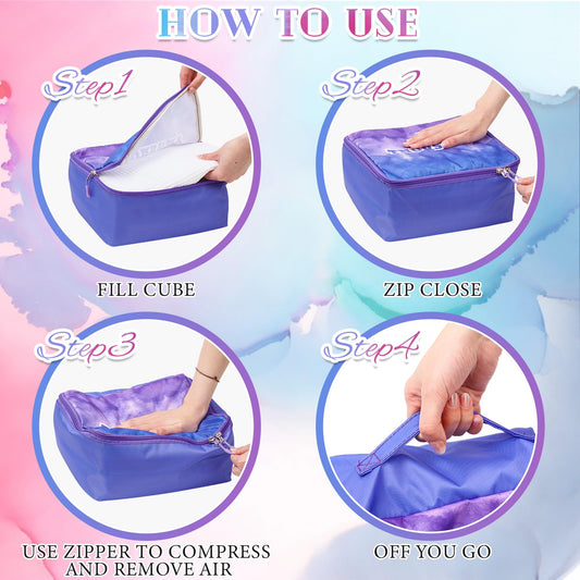 Paterr 14 Pcs Packing Cubes for Travel Kids Days of Week Compression Packing Cubes Colorful Luggage Organizers Suitcase Camp(9 x 7 x 3 Inch)