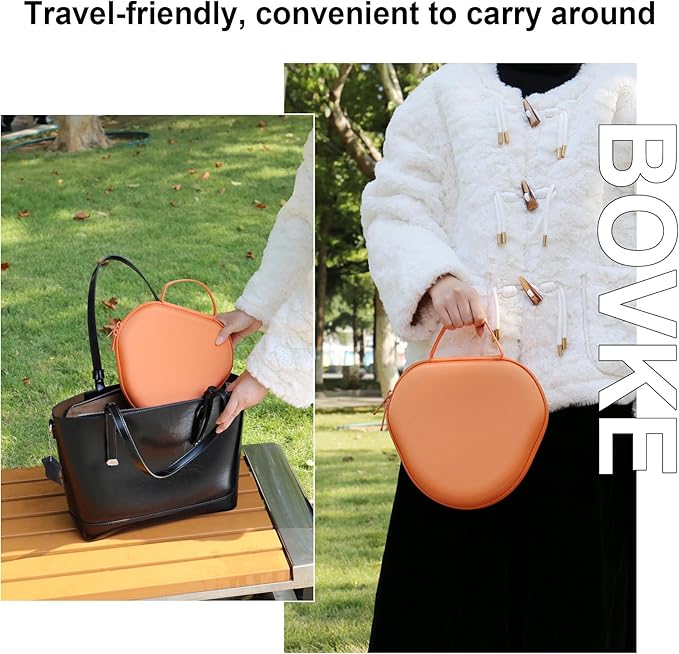BOVKE Hard Carrying Case with Sleep Mode for Apple AirPods Max Wireless Over-Ear Headphones, AirPods Max Protective Portable Storage Bag with Mesh Pocket for Headphone Accessories, Orange