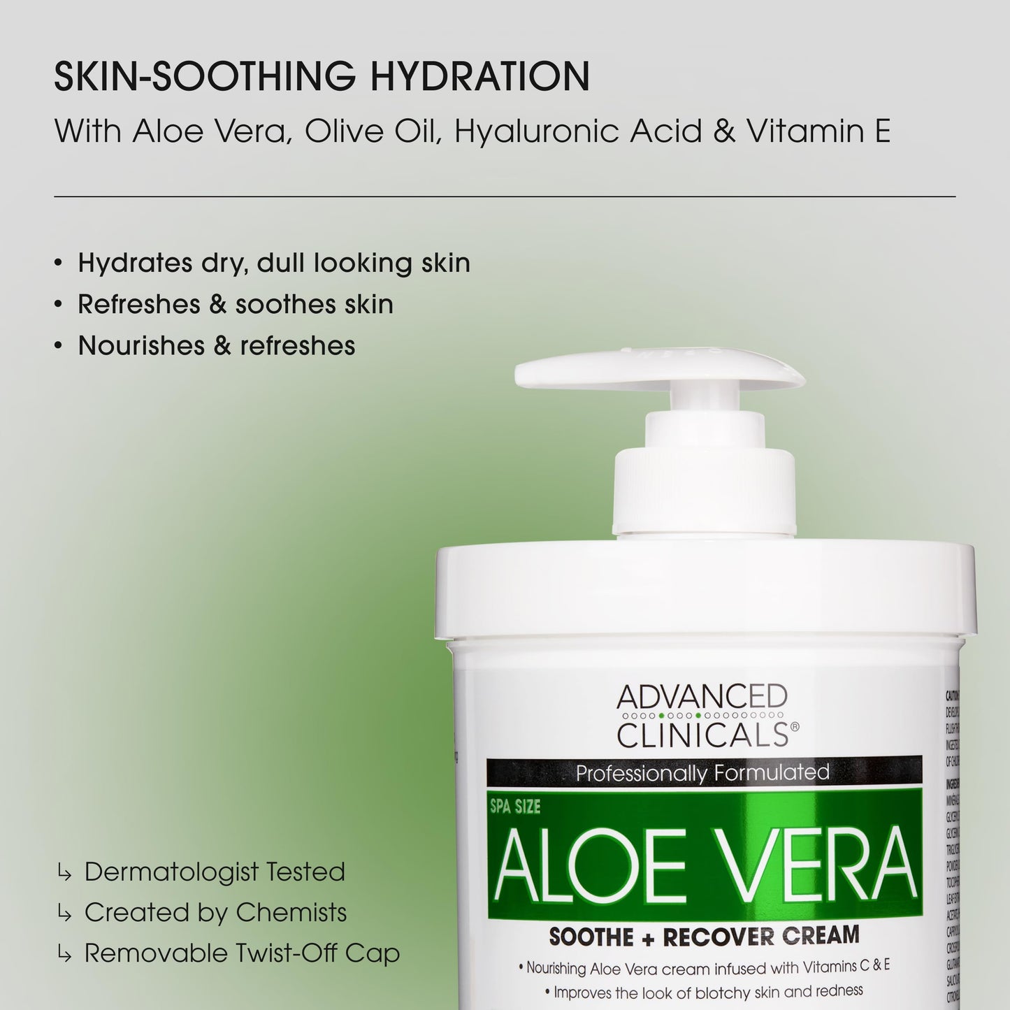 Advanced Clinicals Aloe Vera Lotion Skin Care Relief Cream | Vitamin E Infused Hyaluronic Acid Moisturizer & Vitamin C Body Lotion For Women & Men Helps Improve Look Of Extremely Dry Skin, 16 Ounce
