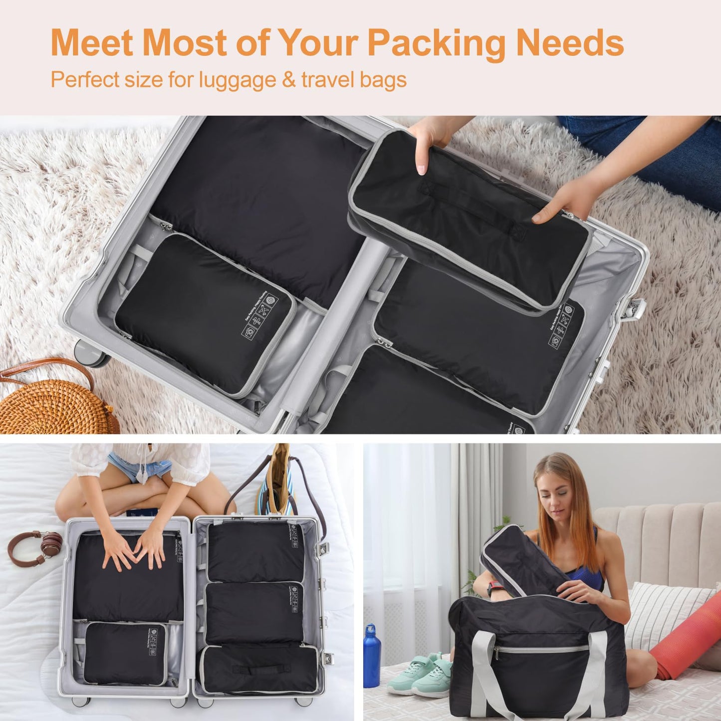 Cambond Travel Underwear Organizer Bag - 4-in-1 Lightweight Double Layer Bra Travel Bag, Portable Expandable Compression Packing Organizers, Underwear Storage Bag Packing Cubes
