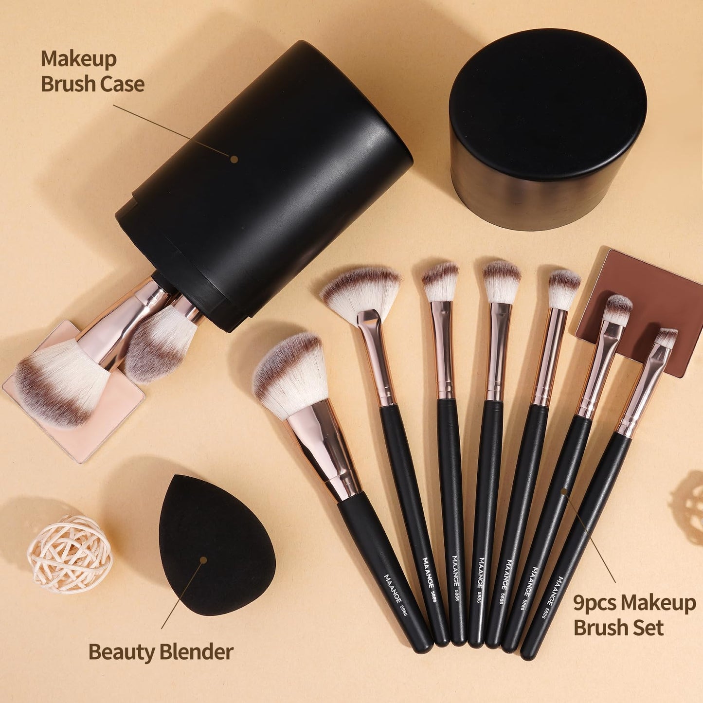 Makeup Brushes 11 Pcs Easy-taken Travel Makeup Brush Set Foundation Eye Shadows Blush Face Powder Concealer Mini Make up Brushes with Case (Black)