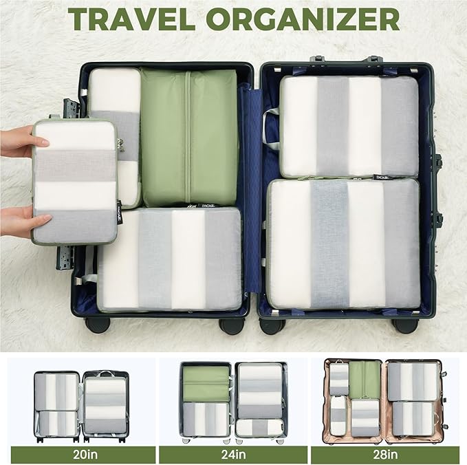 BAGAIL 6 Set Ultralight Compression Packing Cubes Packing Organizer for Travel Accessories Luggage Suitcase Backpack