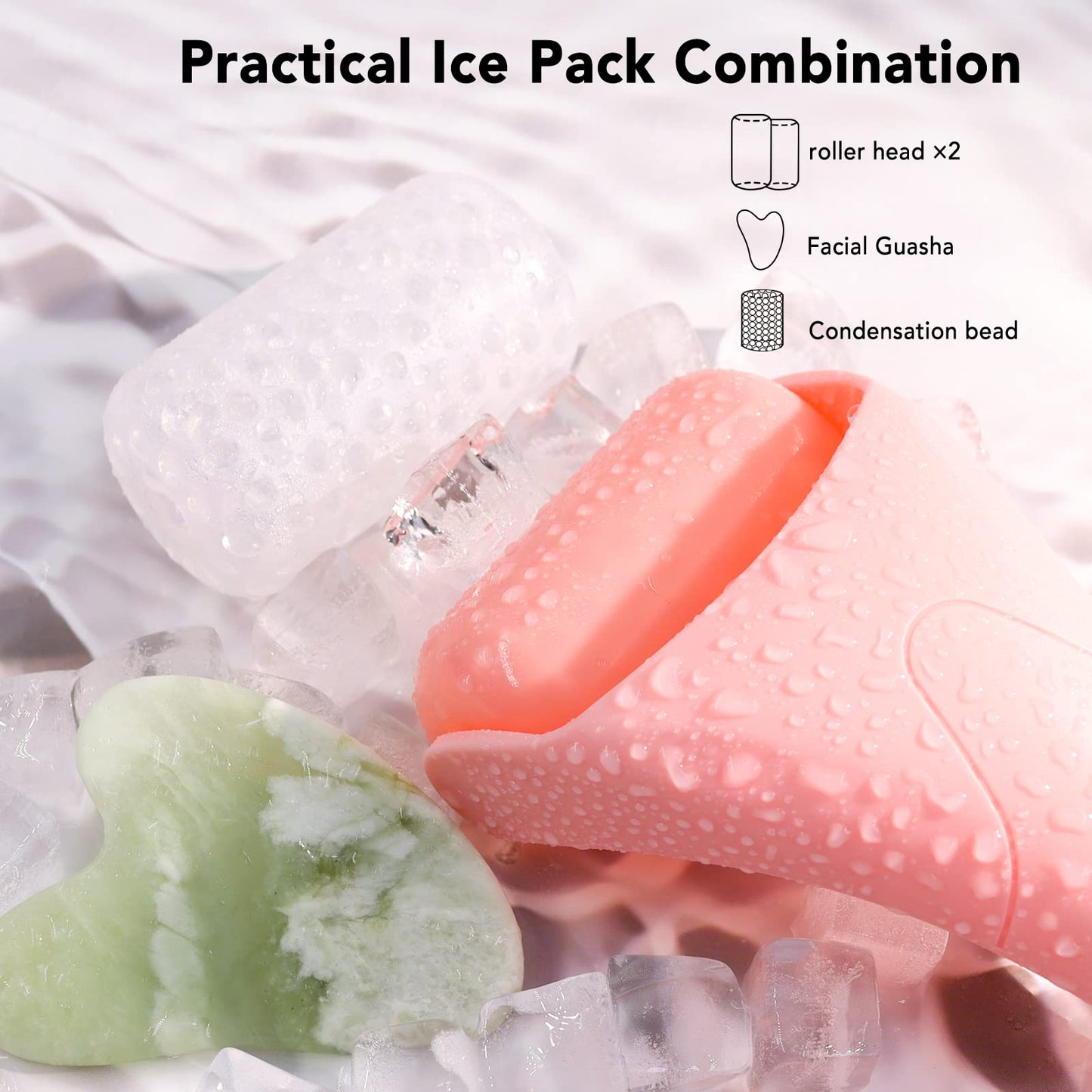 huefull Ice Roller for Face with 2 Rollers and Gua Sha Facial Tools, Face Roller for Self Care, Guasha Tool for Face, Puffiness Relief, Skin Care Gifts for Woman Men, Self Care Gifts