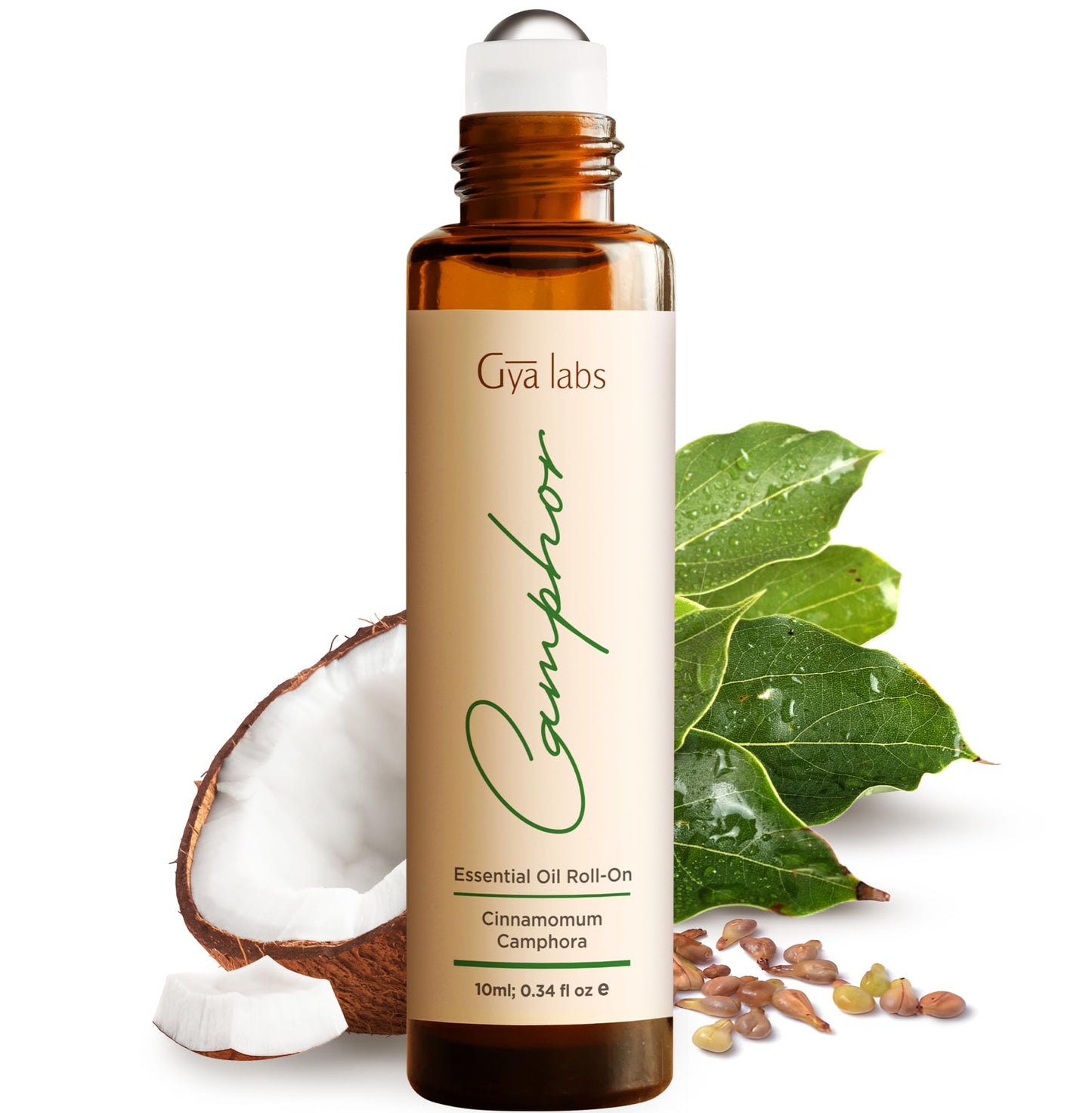 Gya Labs Camphor Essential Oil Roll on - Soothing Chest Rub Aromatherapy, 100% Pure Natural Camphor Oil Roller, Travel Size (0.34 Fl Oz)