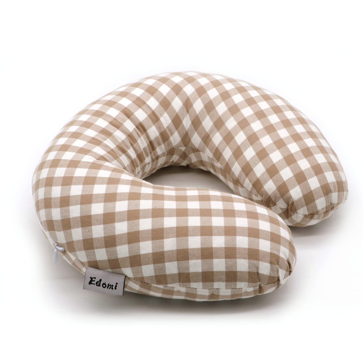 Edomi Buckwheat Neck Pillow, Comfortable U Shaped Travel Pillow Portable Pillow for Sleeping Recliner Chair Washable Pillowcase Buckwheat Hulls Filling (12x12 inch, Khaki)