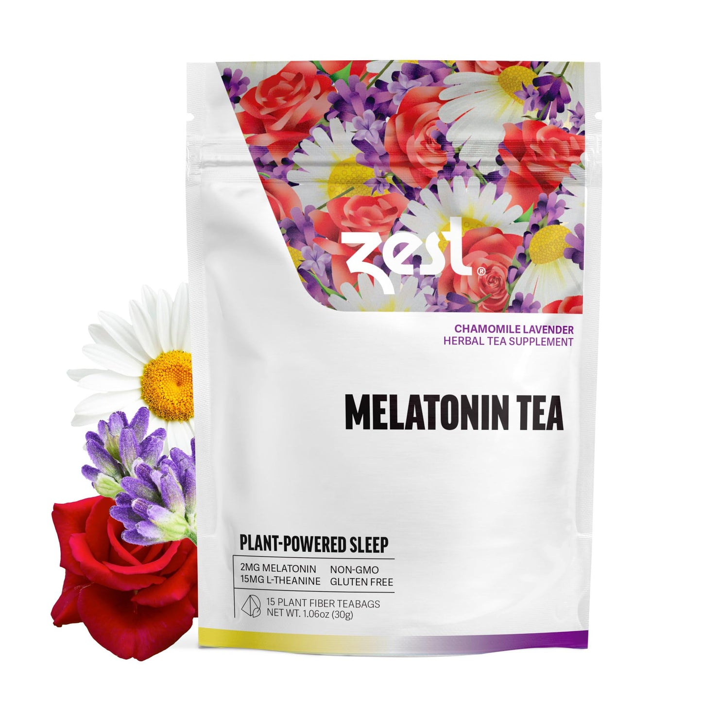 Zest Sleep Tea - 2mg Melatonin Tea for Sleep - Chamomile Lavender Herbal Blend - 15Ct Pack - Calming & Relaxing Ingredients for a Perfectly Sleepy Bedtime