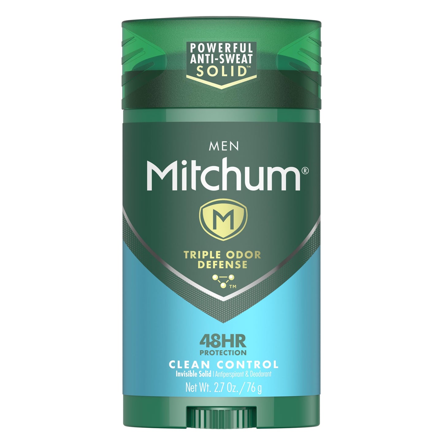 Mitchum Men's Deodorant, Antiperspirant Stick, Triple Odor Defense Invisible Solid, 48 Hr Protection, Dermatologist Tested, Clean Control, 2.7 Oz