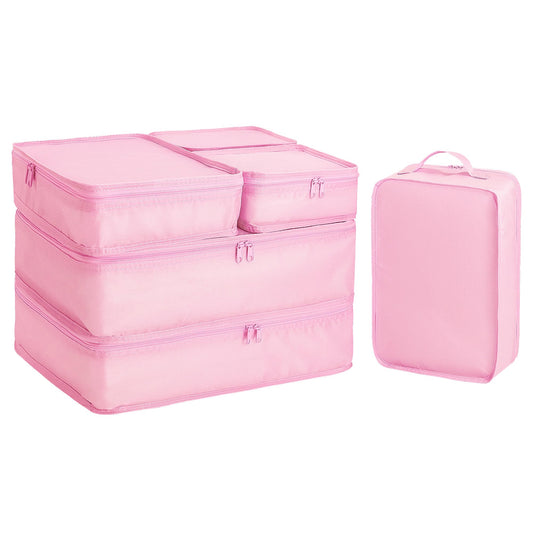 Packing cubes for Travel, CALACH Luggage Organizer Bags 6 Set Packing Cubes for Suitcases Travel Essentials for Carry on Mesh Suitcase Organizer with Shoe Bag (pink)