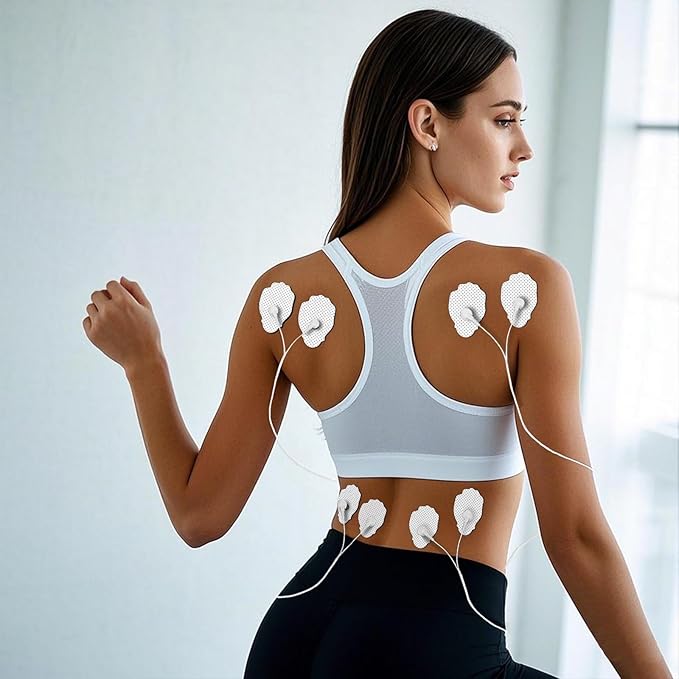 20 Pack TENS Unit Electrode Pads + 1/4 Wire Cable Combination Set. Reusable Premium Hydrogel Self-Adhesive Replacement Pads, Compatible with Belifu, AVCOO, NURSAL, TENS 7000, AUVON, Neocarbon (White)