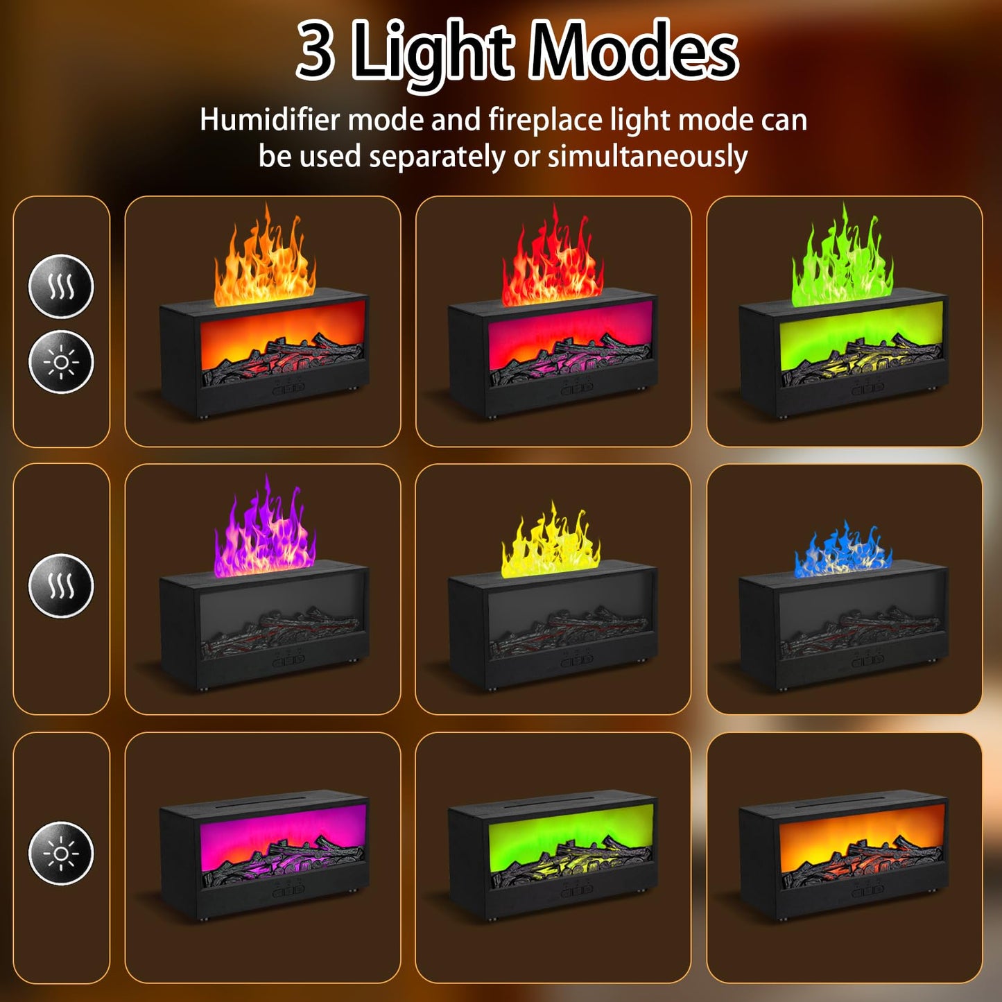 ONLYFU Mini Fireplace Aromatherapy Diffuser 7 Color Lights Fireside Bonfire Flame Air Humidifier for Home 150ml Timer & Auto-Off Essential Oil Diffuser with Remote for Spa, Yoga, Office (Black)