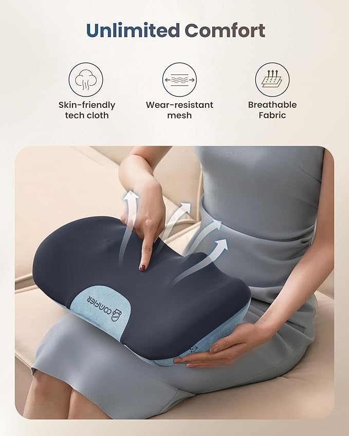 COMFIER Cordless Neck and Back Massager with Heat, Rechargable Massage Pillow for for Neck,Back & Shoulder,Deep Tissue Kneading Back Massager for Home Office,Gifts for Dad,Mom