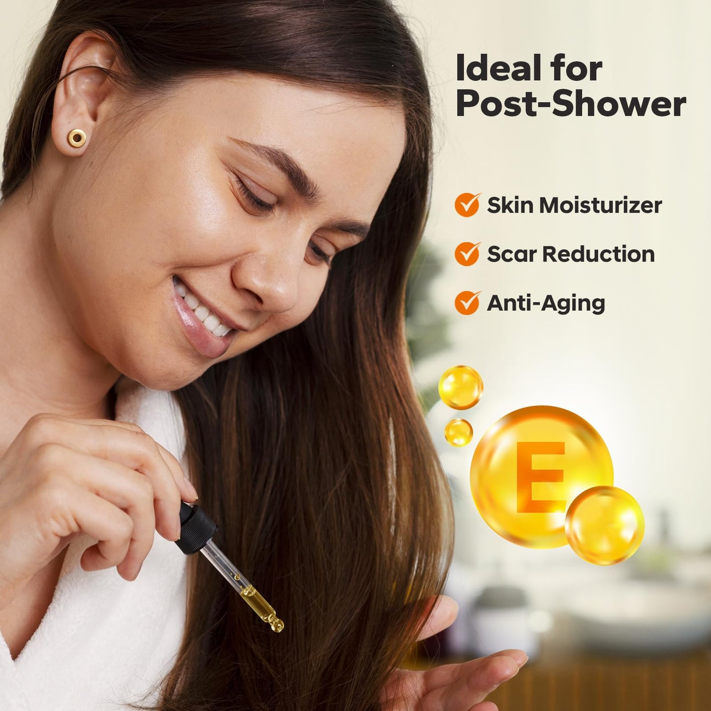 SilkySecret Organic Vitamin E Oil (4.05 Fl Oz), 50,000 IU Face and Body Moisturizer with Almond, Jojoba, and Rosehip Oils, Skincare & Face Moisturizer for Healthy Radiant Skin