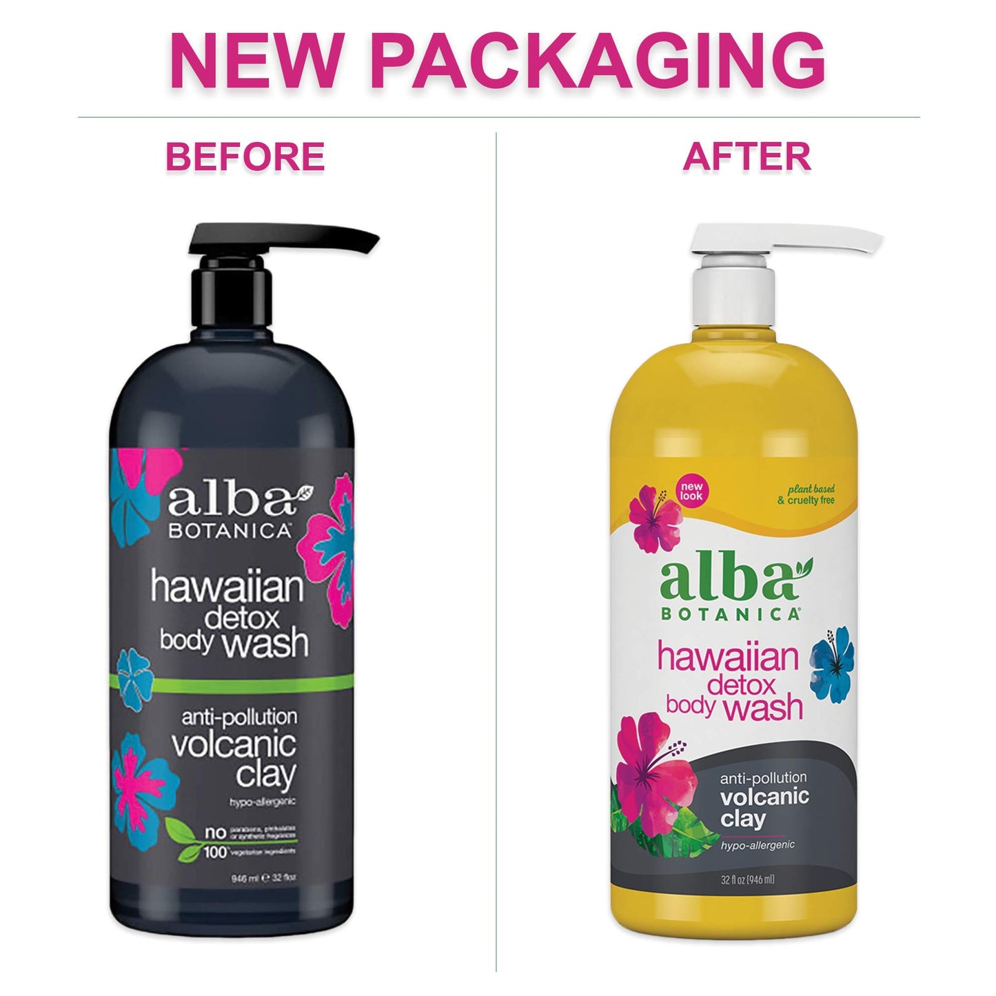 Alba Botanica Hawaiian Detox Body Wash, Anti-Pollution Volcanic Clay, 32 Oz