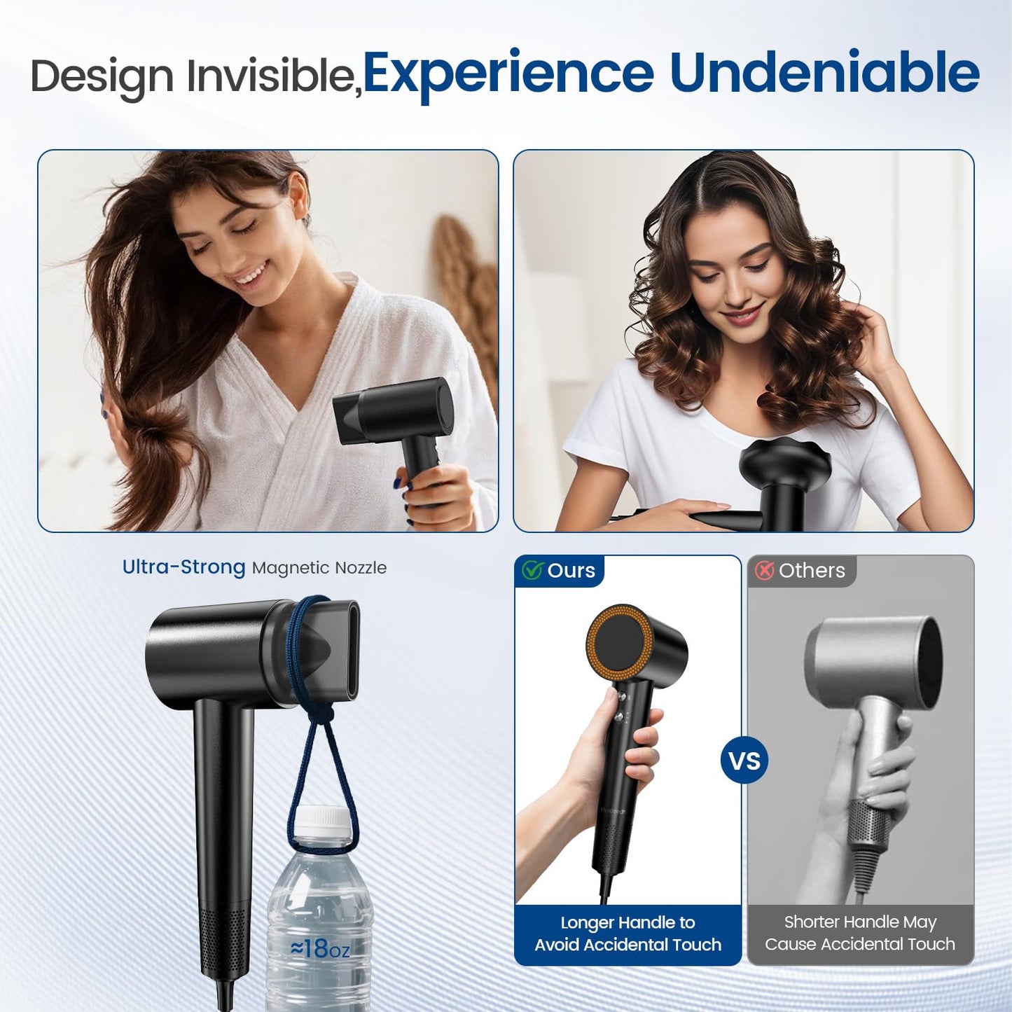 Hair Dryer with Diffuser,1-5min Fast Dry by 1400w, 3 Heat/Cool Wind Level,0.86lb Lightweight, 49db Low Noise,1.5 Billion Plasma, Industry-Leading High-Speed Brushless Motor Blow Dryer for Home Travel