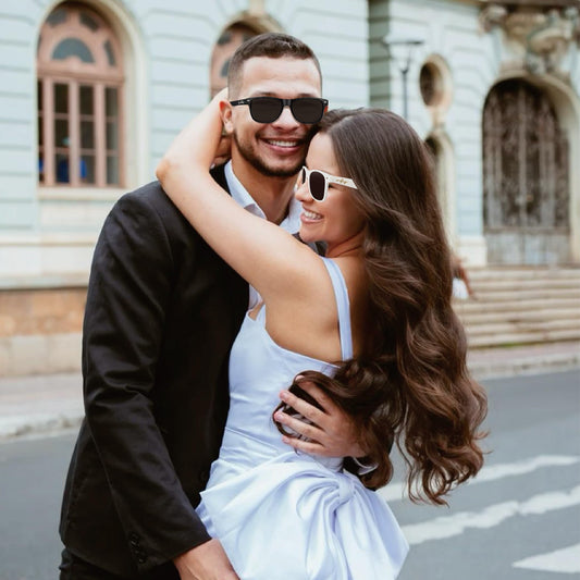 Mr&MrsGifts Honeymoon Essentials Hubby and Wifey Polarized Sunglasses Wedding Sunglasses for the Couple Groom Sunglasses Engagement Gift(HW-S)