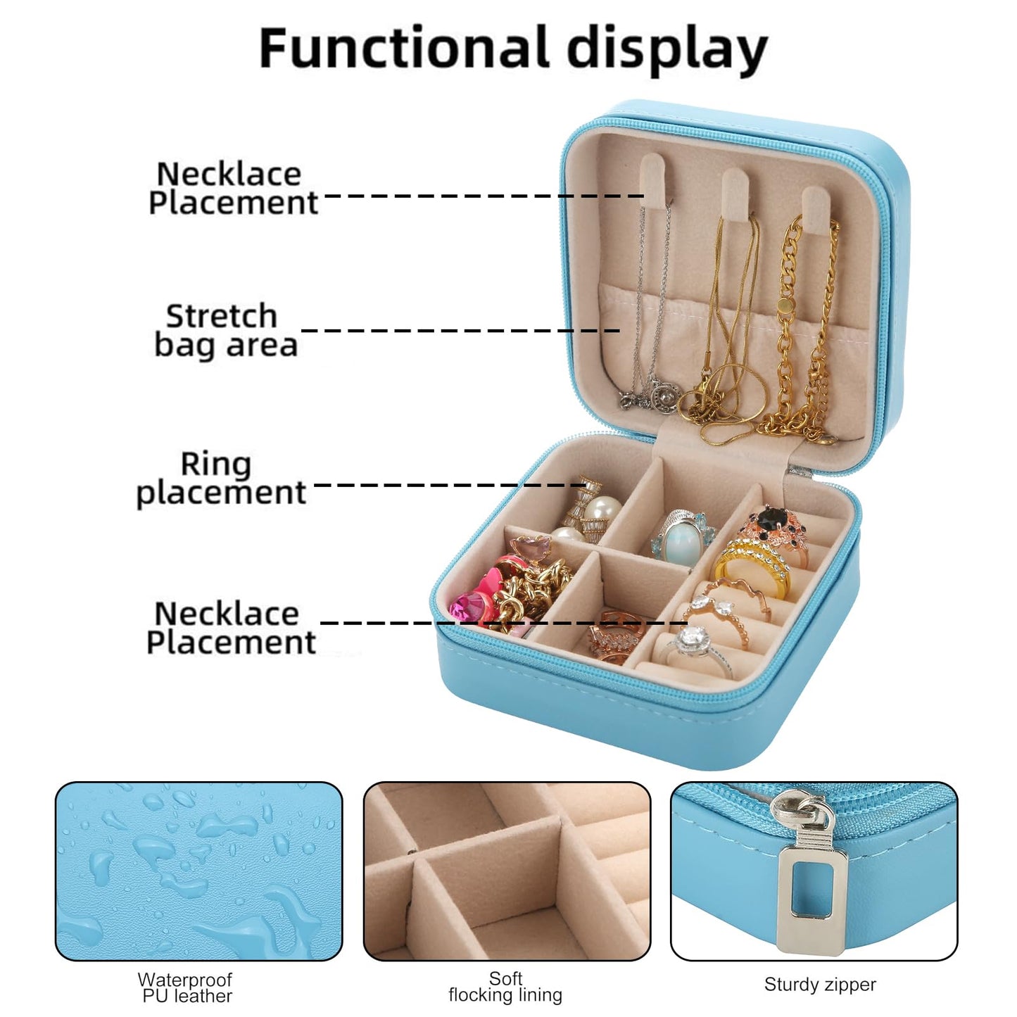 Ciulaiy Bridesmaid Proposal Gifts Travel Jewelry Case Jewelry Travel Organizer Small Bachelorette party Jewelry Box Bridesmaid Gift Boxes Mini Storage Organizer Storage Box (8, White&Sage Green)