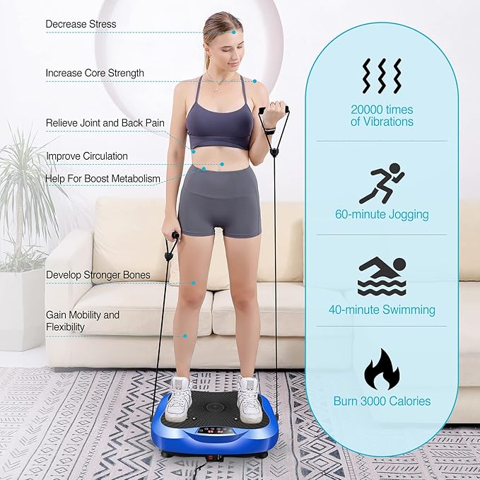 AXV Vibration Plate Exercise Machine Whole Body Workout Vibrate Fitness Platform Lymphatic Drainage Machine for Weight Loss Shaping Toning Wellness Home Gyms Workout